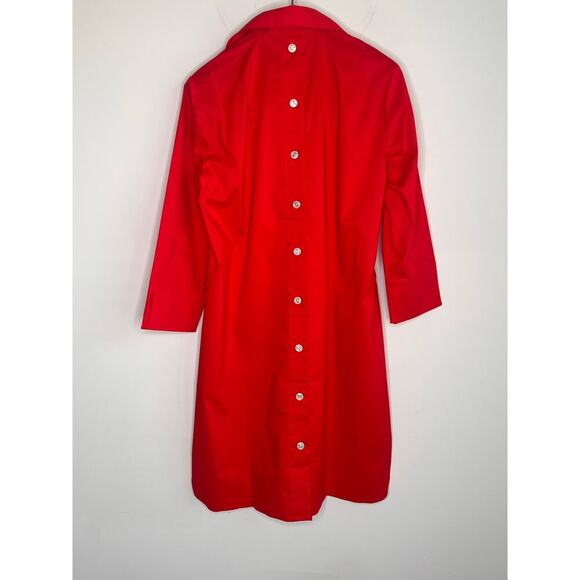Hinson Wu Aileen 3/4 Sleeve Button Back Shirt Dress Poppy Red Womens Size XS NWT - Picture 10 of 11
